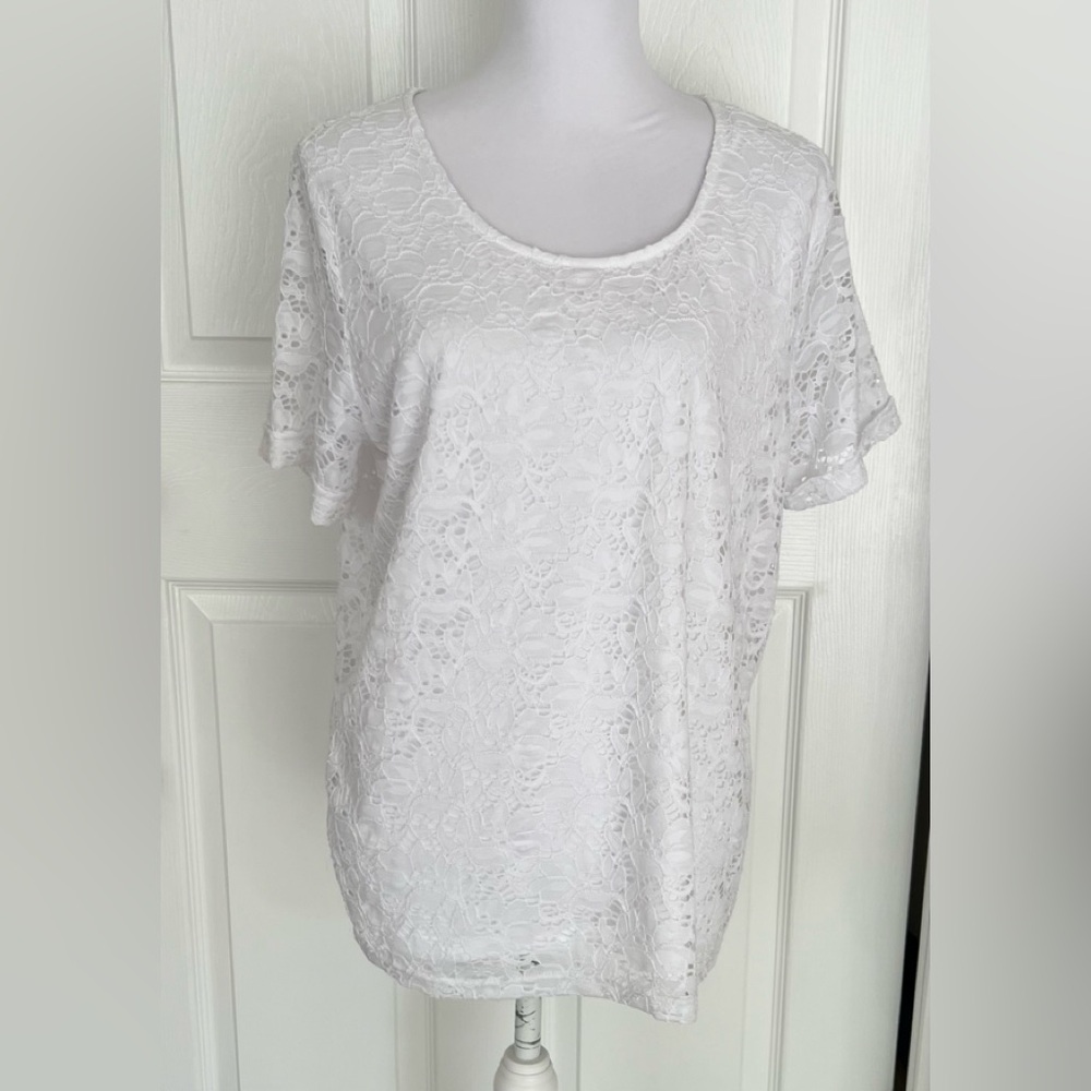 Aditi Short Sleeve Lace Top - Size 18